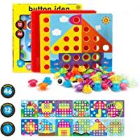 Fansteck Tablero de Mosaicos Infantiles- Puzzle 3D- Rompecabezas Niños de Uñas Setas- Tablero de Coincidir colores con…